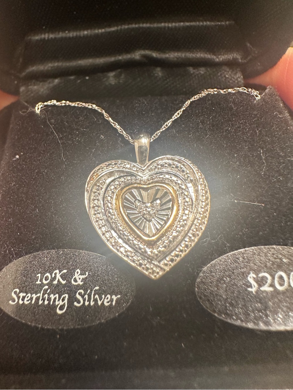 New XL 10K Solid Gold Diamond Silver heart necklace chain 10K gold necklace
